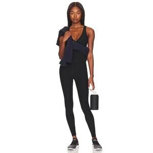 New Beyond Yoga Spacedye Daring Jumpsuit Black V-Neck Strappy Sleeveless Sz XL
